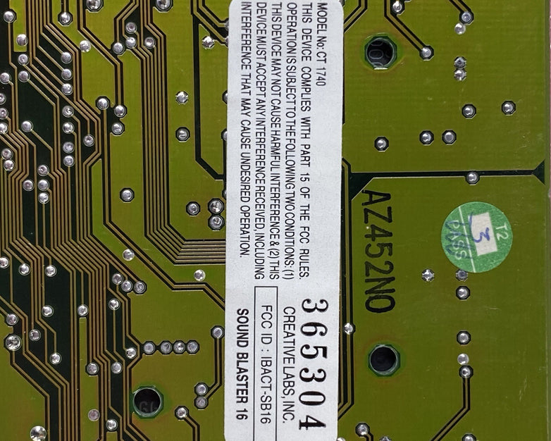 Creative Labs Sound Blaster 16 CT 1740 16-bit ISA Tested