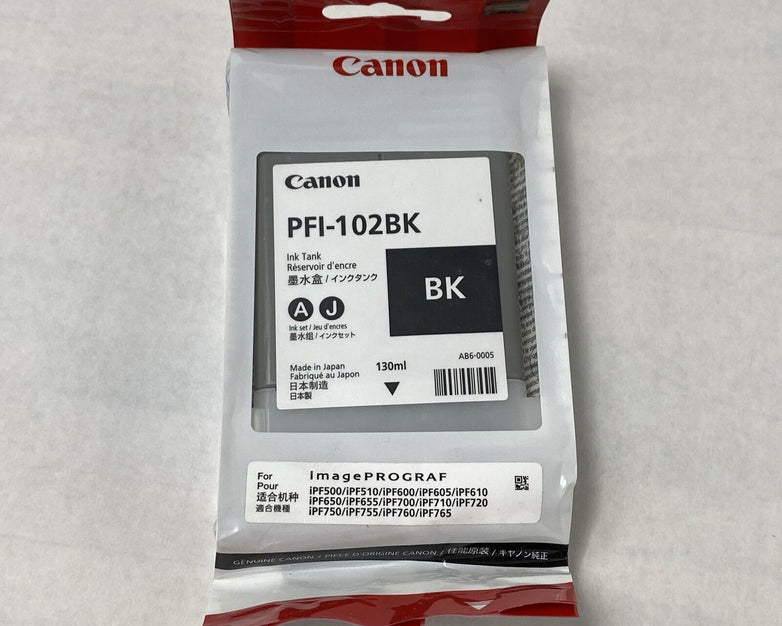 Genuine Canon PFI-102BK Black Ink Tank Exp 09/2018