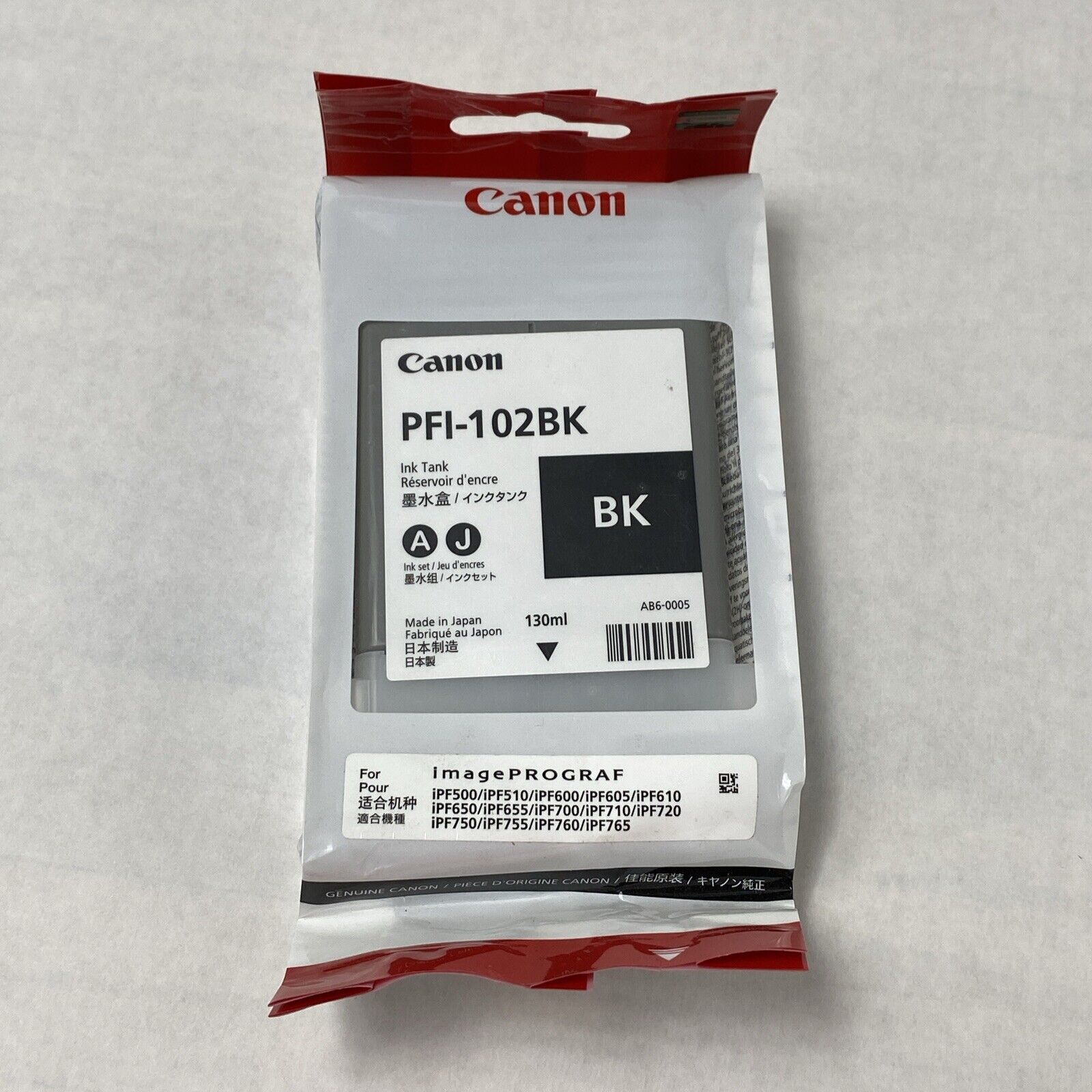 Genuine Canon PFI-102BK Black Ink Tank Exp 09/2018