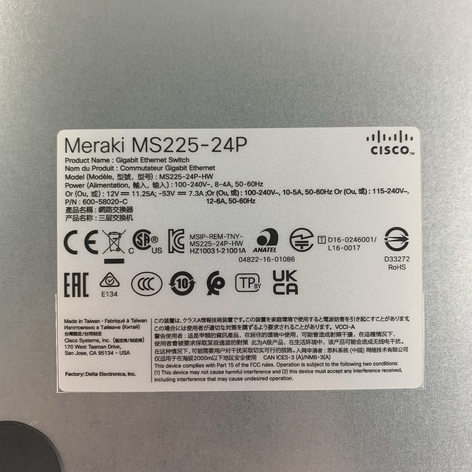 Cisco Meraki MS225-24P-HW Unclaimed 24-Port Gigabit Switch Tested Reset8