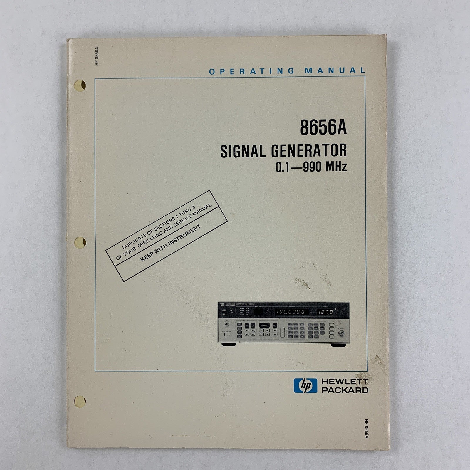 HP 8656A Signal Generator Operating Manual 0.1-990 MHZ