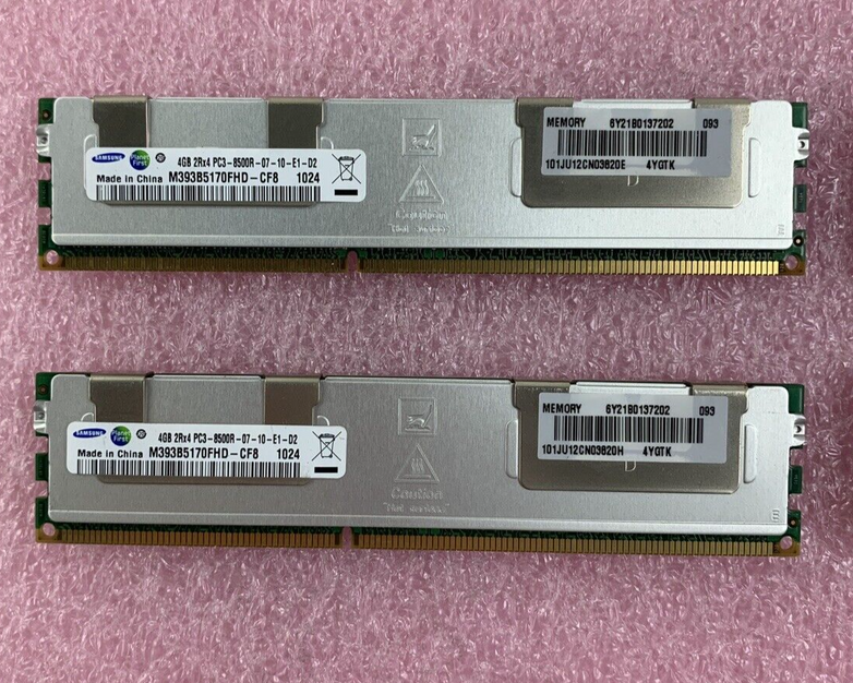 Samsung M393B5170FHD-CF8 4 GB 1067MHz ECC DDR3 Server RAM Module 2Rx4 Lot of 4x