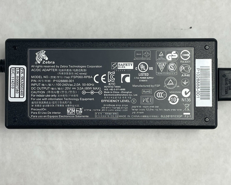Zebra 60W 24V 2.5A AC Power Adapter Charger FSP060-RPAC P1076000-006