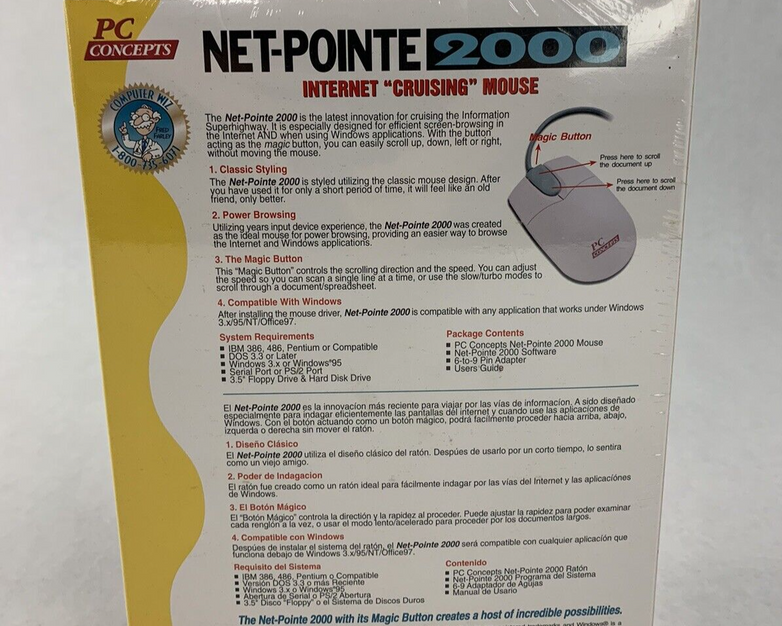 Vintage PC Concepts NET-POINTE Mouse Serial PS/2 Compatible