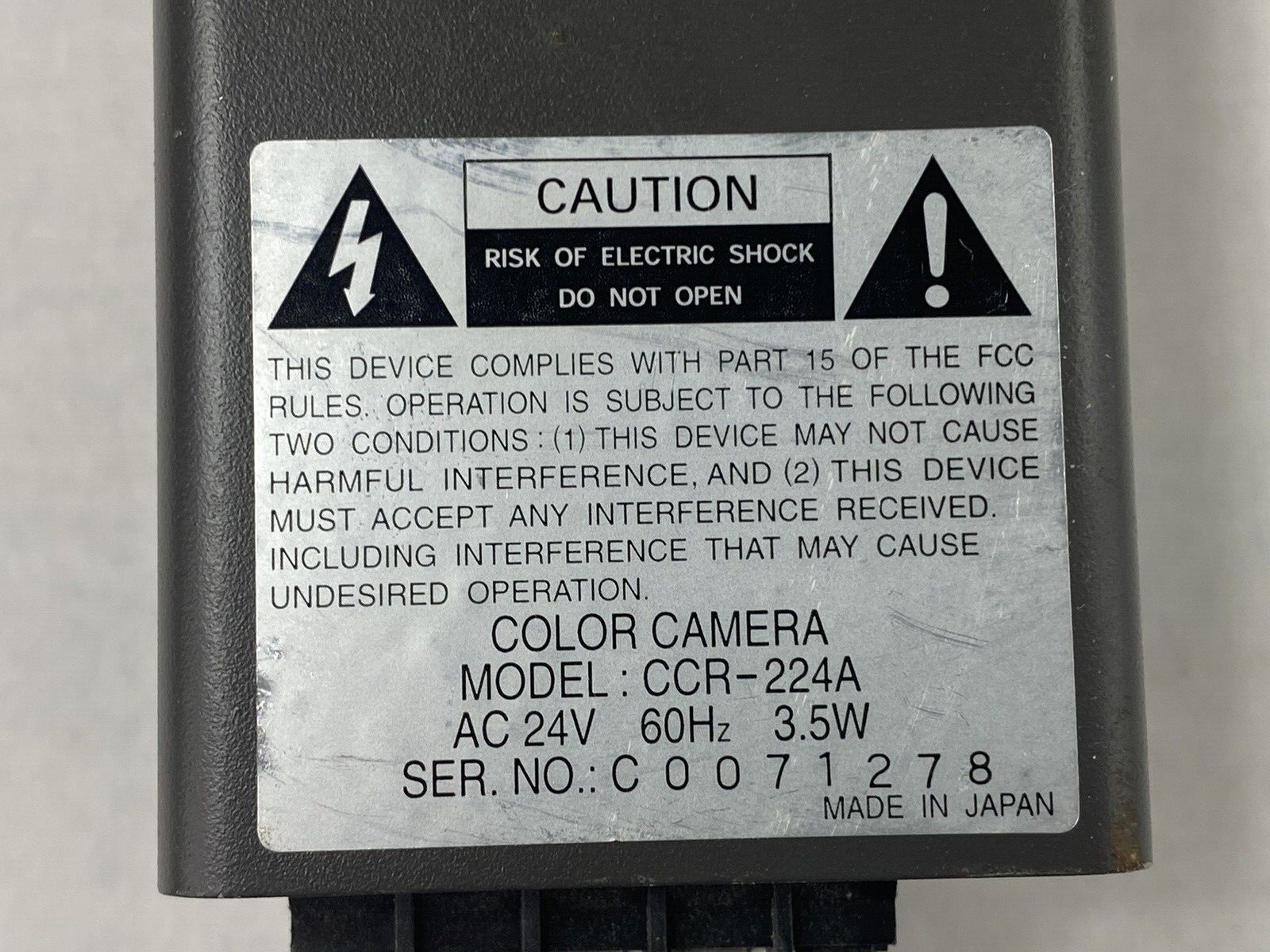 Diebold Preferred CCR-224A Color Camera w/ 3.5-8mm 1/3" Lens For Parts or Repair