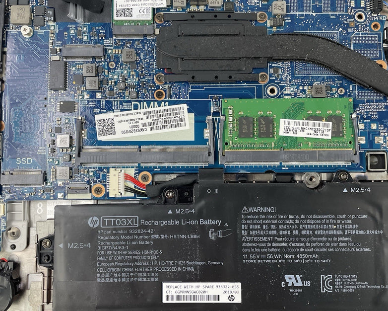 HP EliteBook 850 G5 15.6" i5-8250U 1.60 GHz 8 GB RAM No SSD/OS/AC - Keyboard