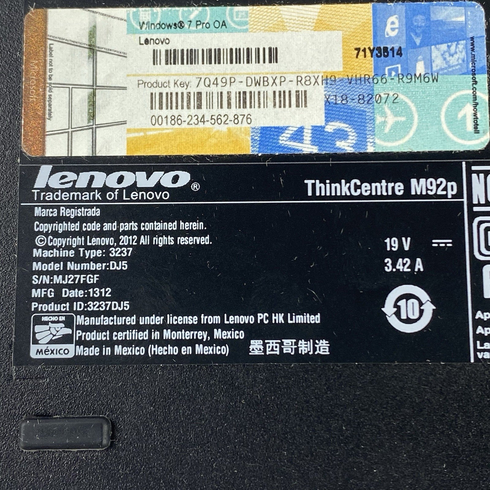 Lenovo ThinkCentre M92P Micro Intel Core i5-3470T 2.9GHz 2x2GB RAM No HDD/OS/AC9