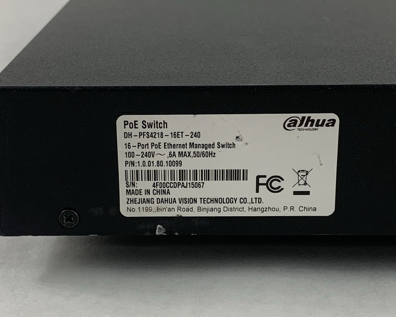Dahua DH-PFS4218-16ET-240 16-Port PoE Ethernet Managed Switch Tested Reset