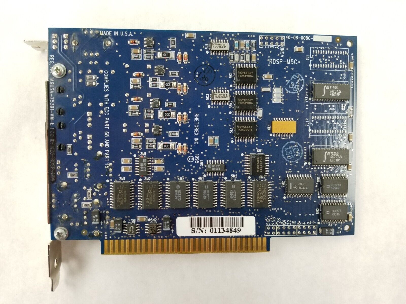 Rhetorex Dialogic 432 RDSP-M5C M5 ISA Board 4-Port AutoDialing 50-05-008 REV M