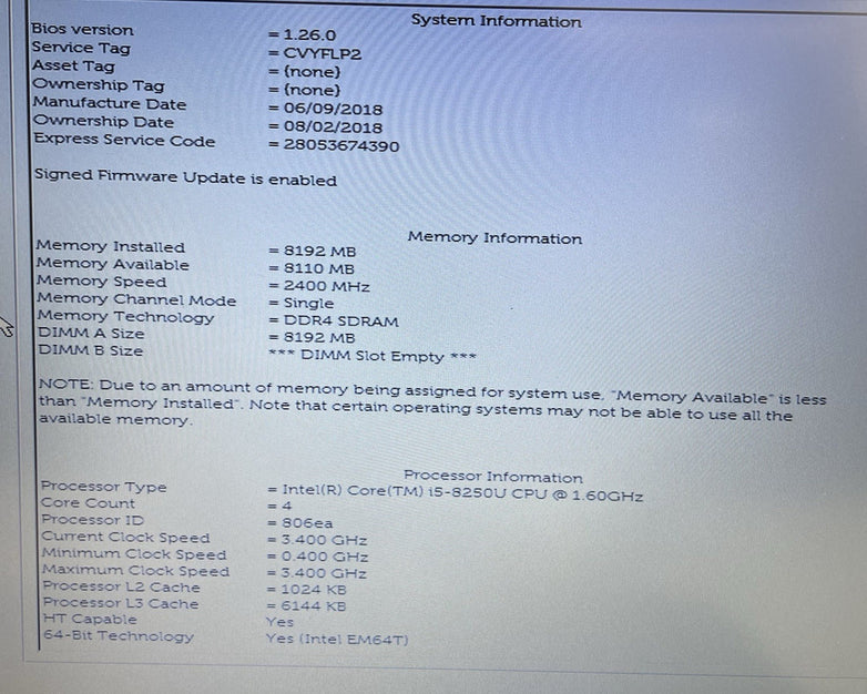 Dell Latitude 3590 15.6" i5-8250U 1.60 GHz 8 GB RAM No SSD No OS - Bad Corner