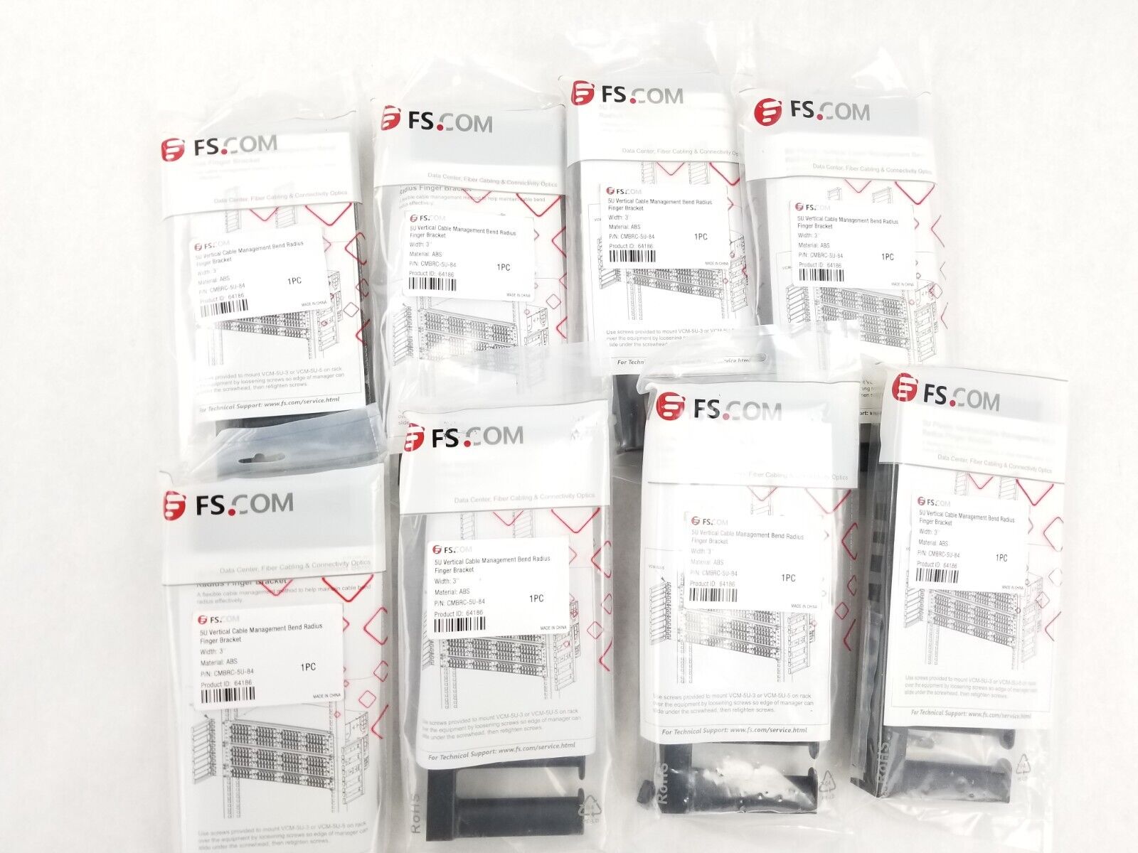 Lot of (8) CMBRC-5U-84 5U Vertical Cable Management Bend Radius Finger Bracket