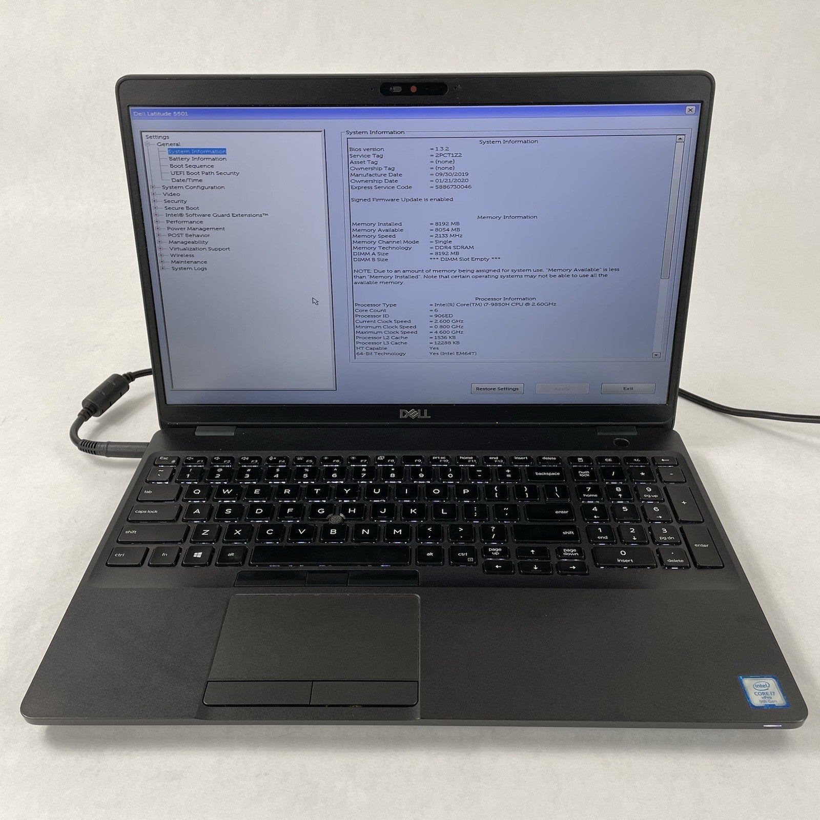 Dell Latitude 5410 15.6" i7-9850H 2.60 GHz 8 GB RAM No SSD/OS/AC3