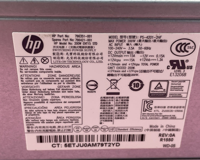 HP PS-4201-2HF Power Supply 200W - Untested