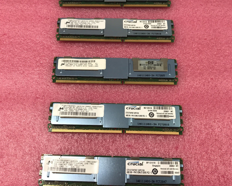 20GB Kit 5x 4GB 2XR4 PC2-5300F DDR2 CL5 ECC CT51272AF667 (Tested and Working)