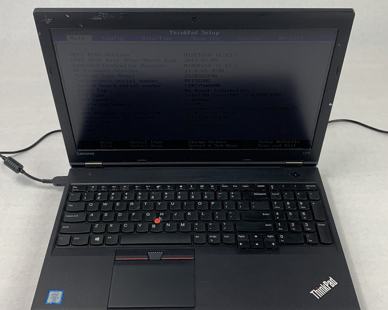 Lenovo ThinkPad L570 15.6" Intel i5-6300U 2.4 GHz 8 GB Ram No OS No HDD No AC