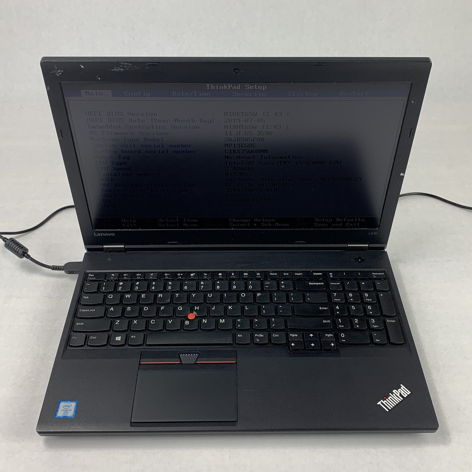 Lenovo ThinkPad L570 15.6" Intel i5-6300U 2.4 GHz 8 GB Ram No OS No HDD No AC