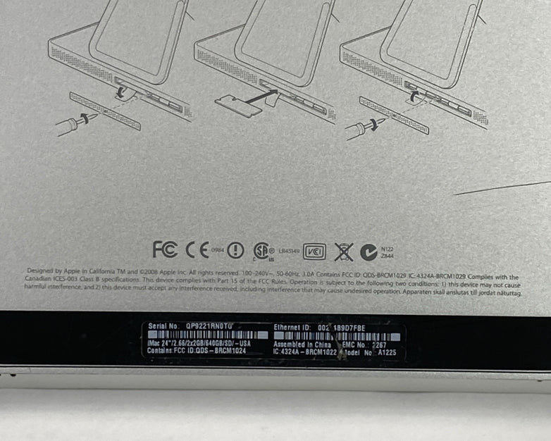 Apple A1225 iMac 24" 2009 2.66 GHz Core 2 Duo 4 GB RAM 640 GB HDD macOS 10.11.6