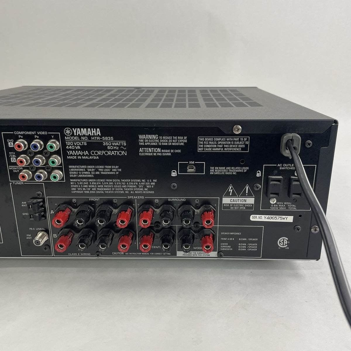 Yamaha HTR 5835 5.1 Channel Sound Audio/Video Receiver No Remote Tested9