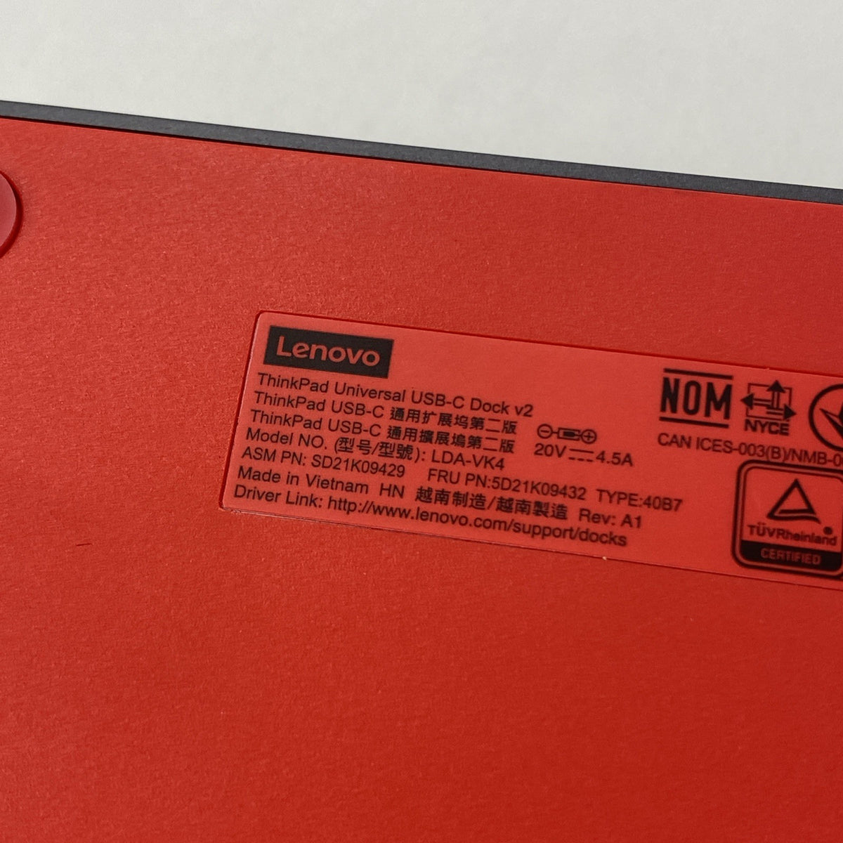 Lenovo LDA-VK4 ThinkPad  USB-C Dock v2 - No Cords9