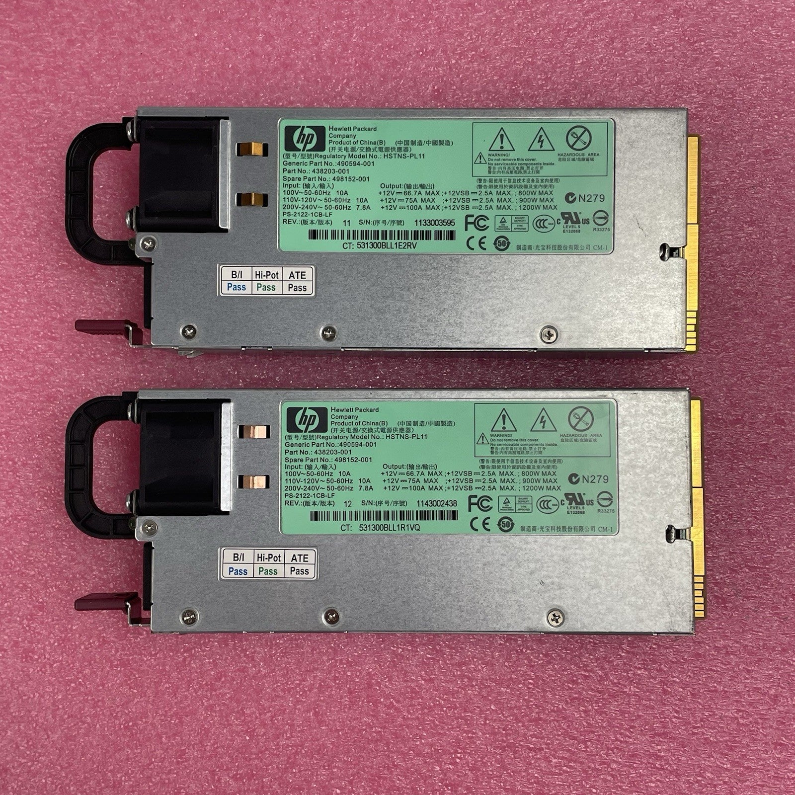 HP ProLiant 10th Gen 500W 80 Plus Platinum PSU Power Supply 865399-101 Lot of 2