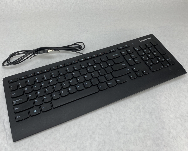 Lot of 5 Lenovo KU-0989 Slim Wired USB Computer Keyboard 54Y9489 Black