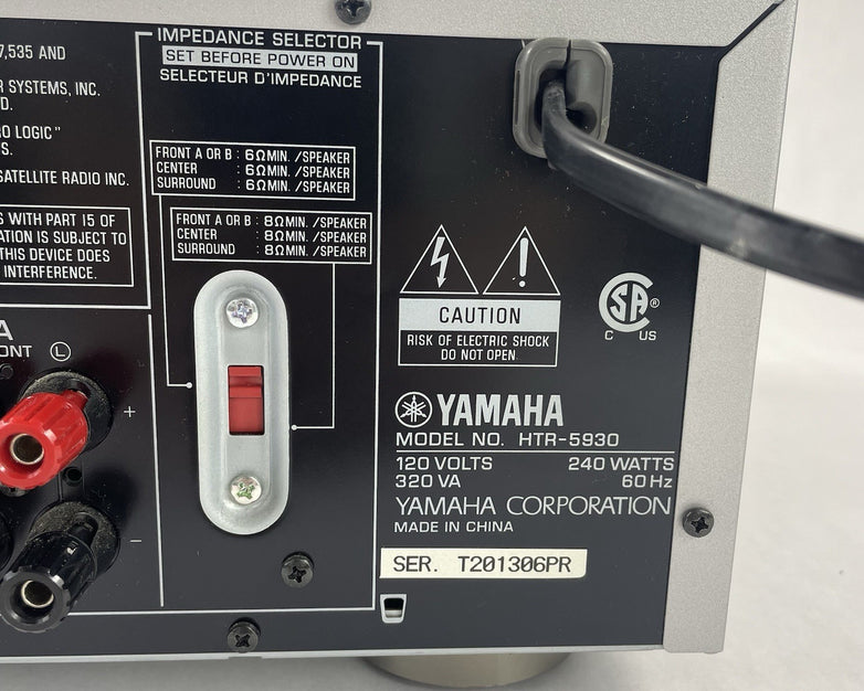 Yamaha HTR-5930 5.1 Channel Home Theater Audio Receiver No Remote For Parts