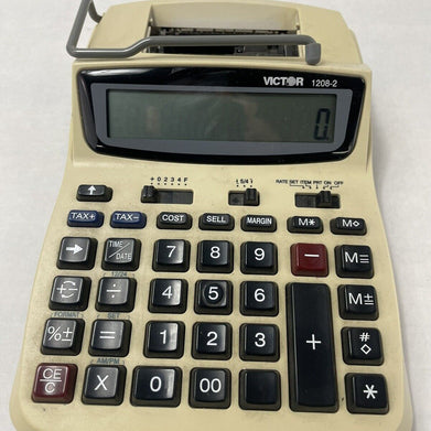 Victor 1208-2 Compact Printing Calculator No Power Cord Battery-Use Only