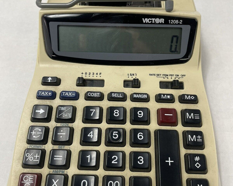 Victor 1208-2 Compact Printing Calculator No Power Cord Battery-Use Only