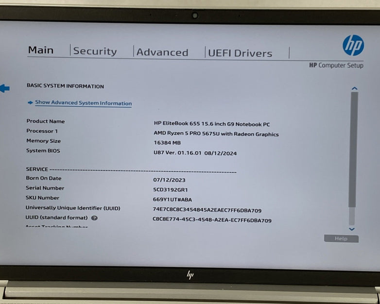 HP EliteBook 655 G9 AMD Ryzen 5 Pro 5675U 2.30 GHz 16 GB RAM 15.6" No HDD No OS