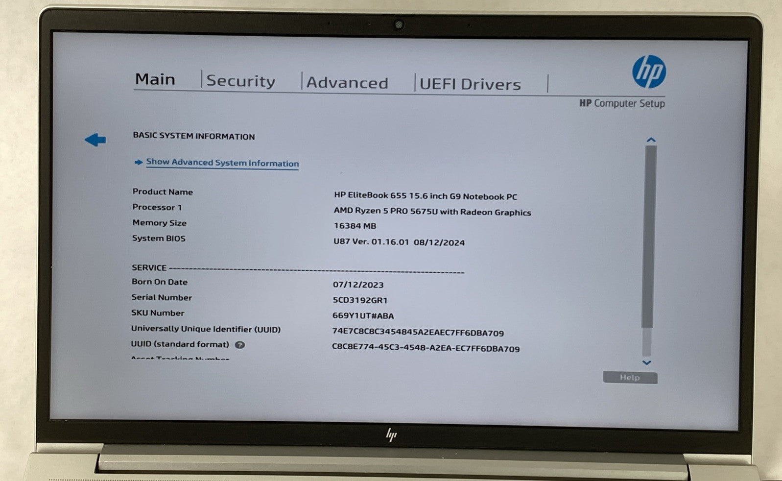 HP EliteBook 655 G9 AMD Ryzen 5 Pro 5675U 2.30 GHz 16 GB RAM 15.6" No HDD No OS