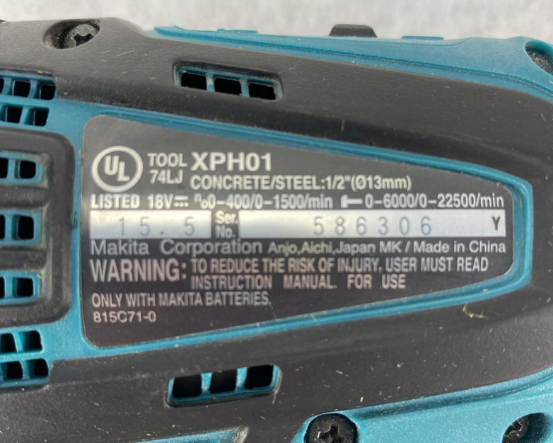 Makita XPH01 Cordless Hammer Driver Drill With Charger and Case - No Battery