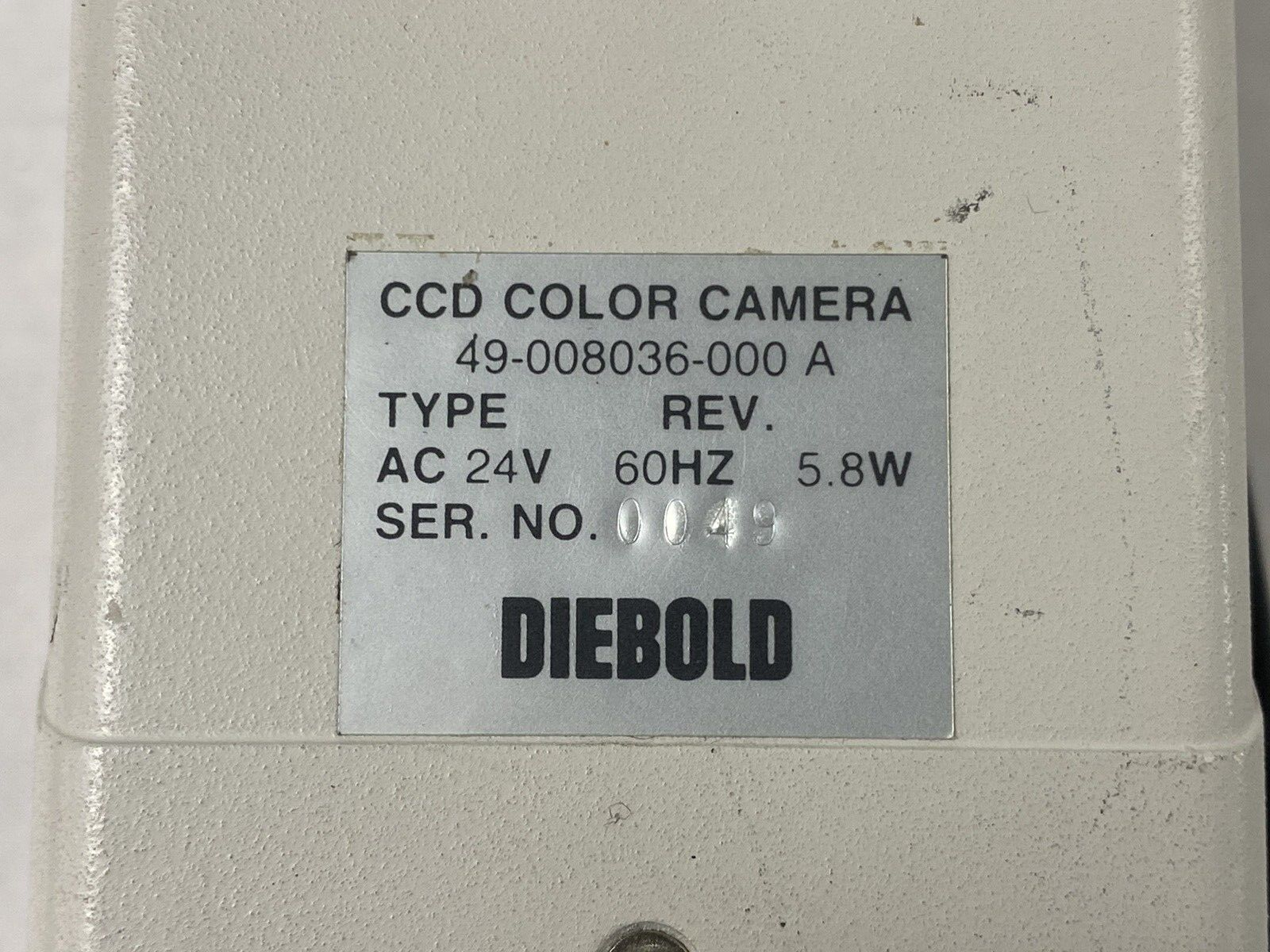 Diebold CCD Camera AC24V 49-008036-000A 25mm APC TV Lens For Parts or Repair