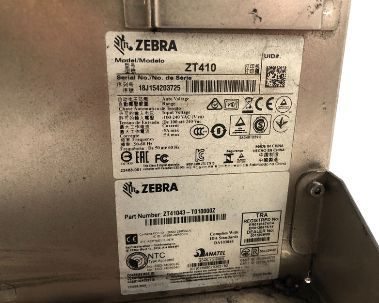 ZEBRA ZT410 300dpi ZPL Industrial Direct Thermal Label Network USB Parts/Repair