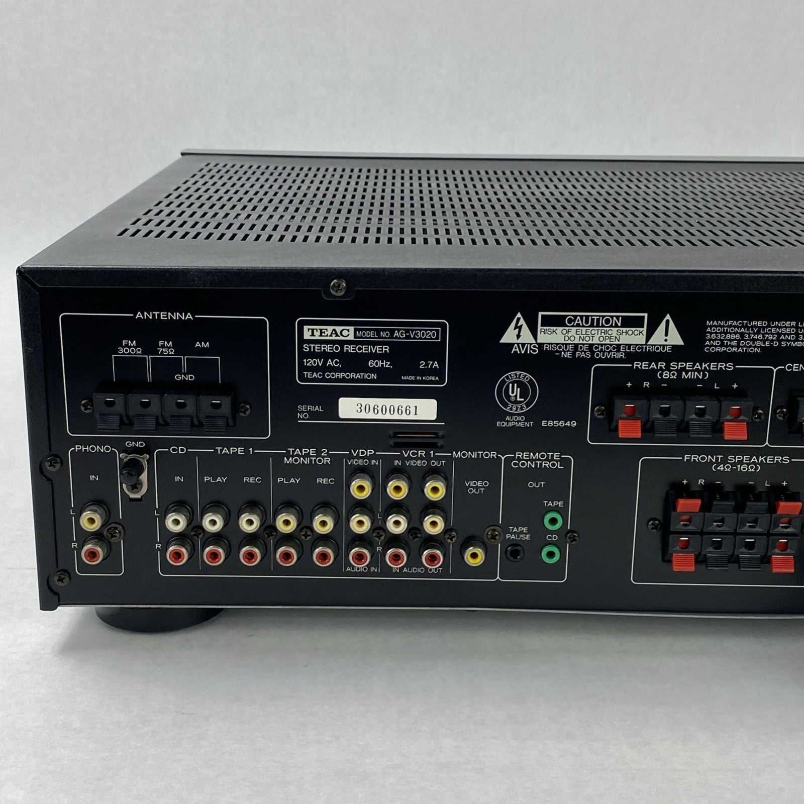 TEAC AG-V3020 Stereo Receiver No Remote
