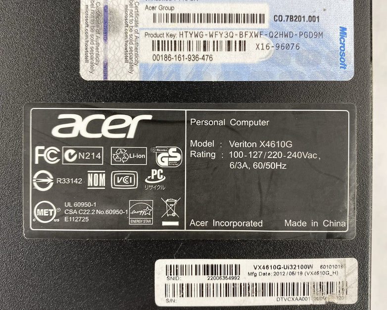 Acer Veriton X4610G SFF Intel Core i3-2120 3.3GHz 1x4GB RAM No HDD No OS