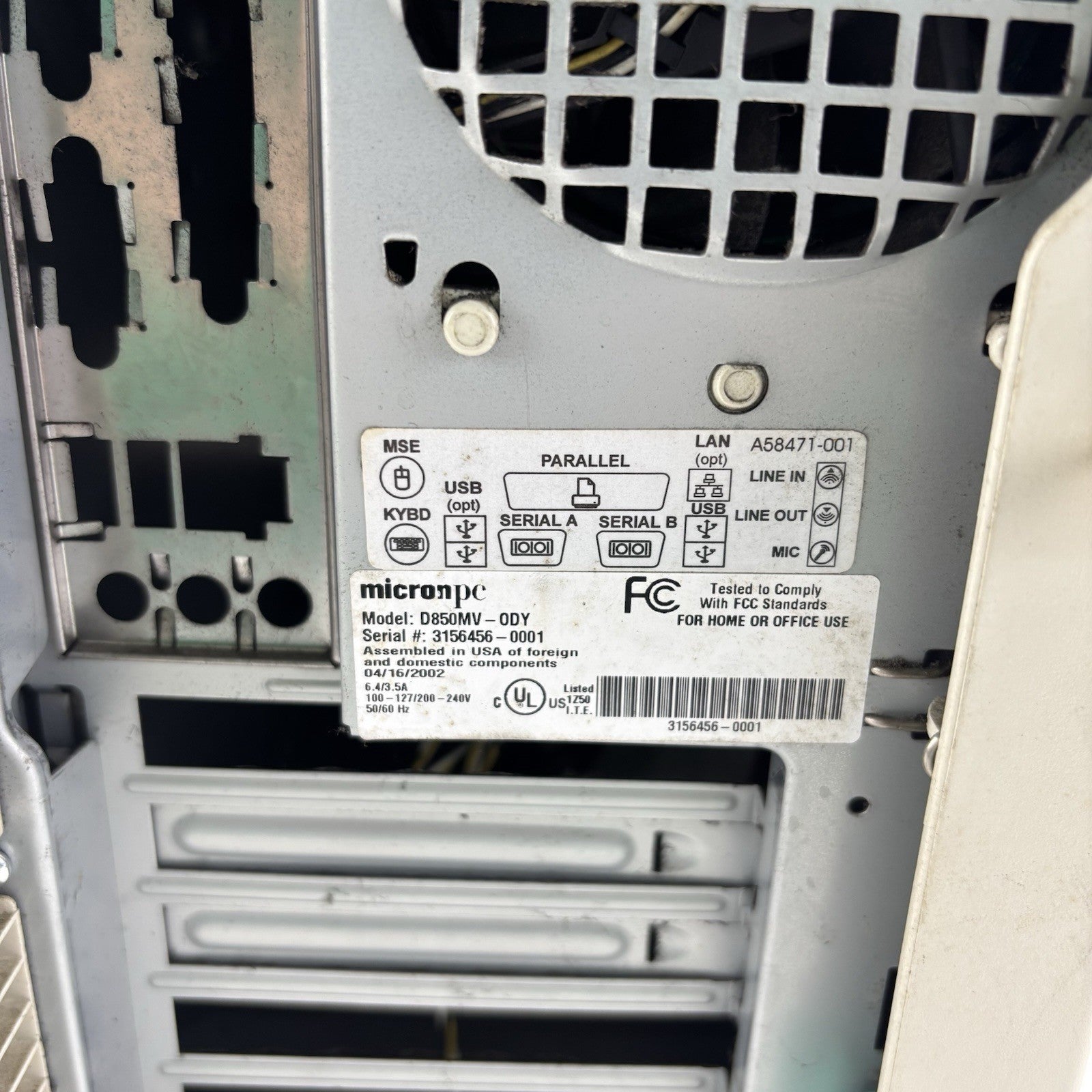 MicronPC ClientPro D850MV-ODY Barebones Computer Chassis W/ Power Supply Only