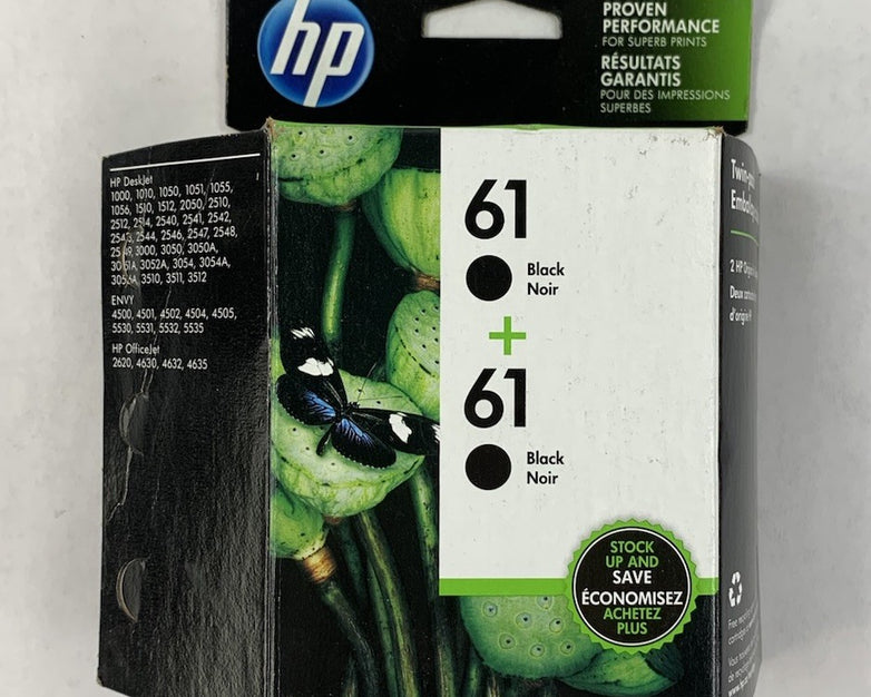 HP 61 + 61 Black Ink Cartridge Twin-Pack Exp. Jul 2021 - Open Box