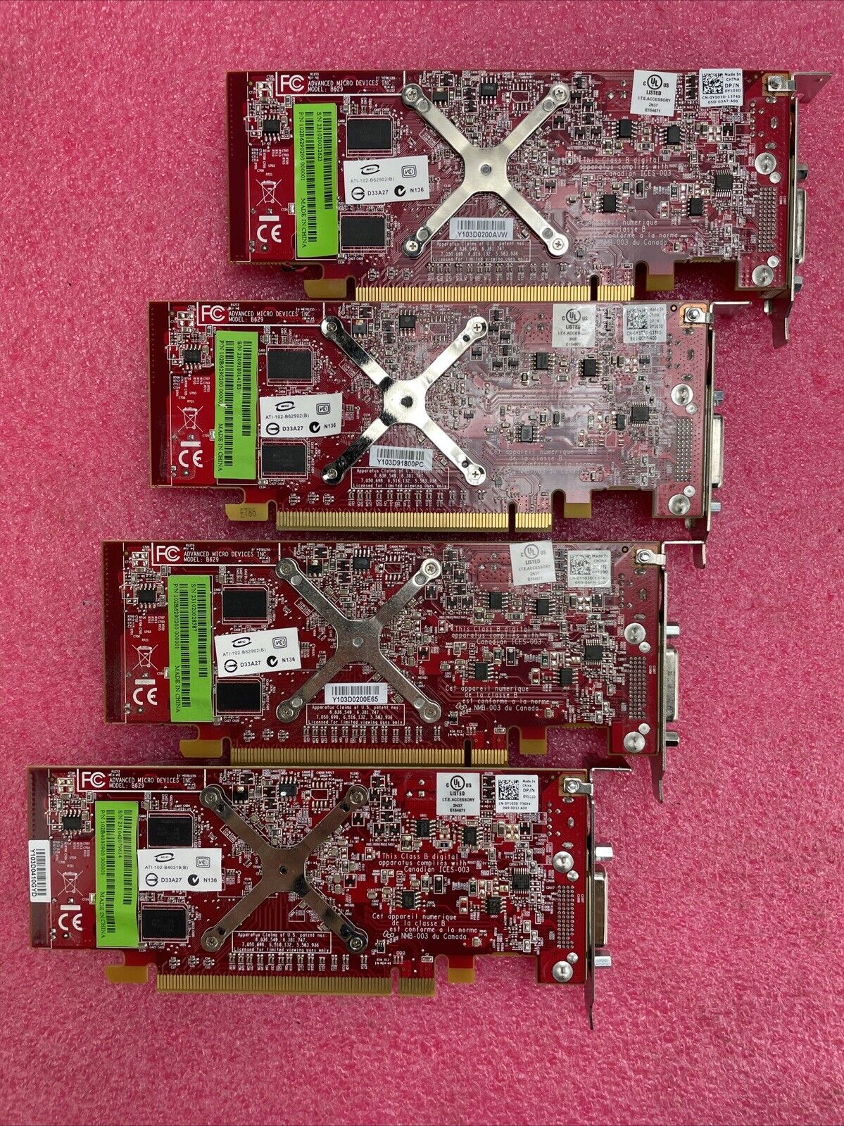 Lot of 4 AMD Radeon HD 2400XT Pro 256MB PCI-e ATI-102-B62902(B)