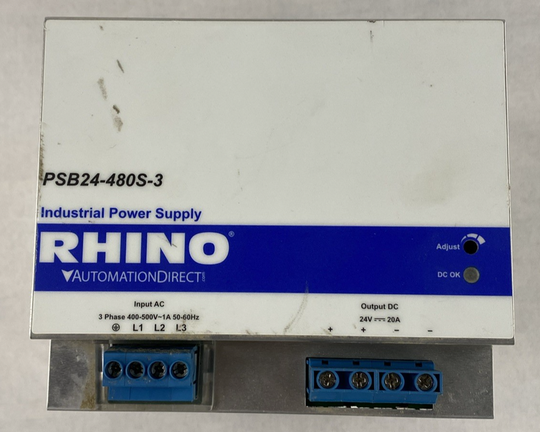 Rhino PSB24-480S-3 Input 3PH 400-500V 1A Output 24V 20A Industrial Power Supply