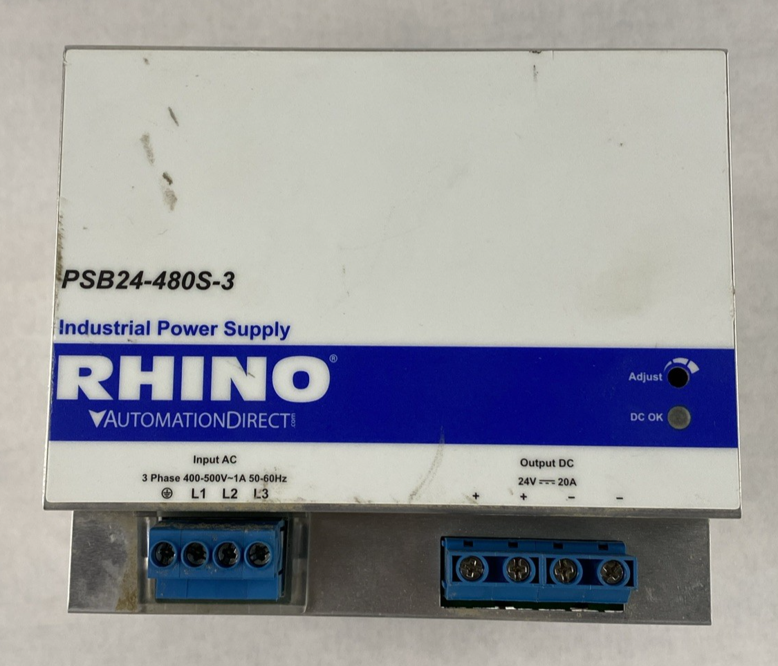 Rhino PSB24-480S-3 Input 3PH 400-500V 1A Output 24V 20A Industrial Power Supply