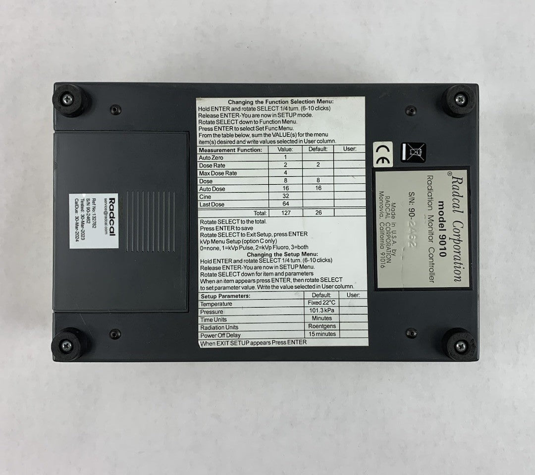 RadCal 9010 Radiation Monitor Controller - Factory Reset6