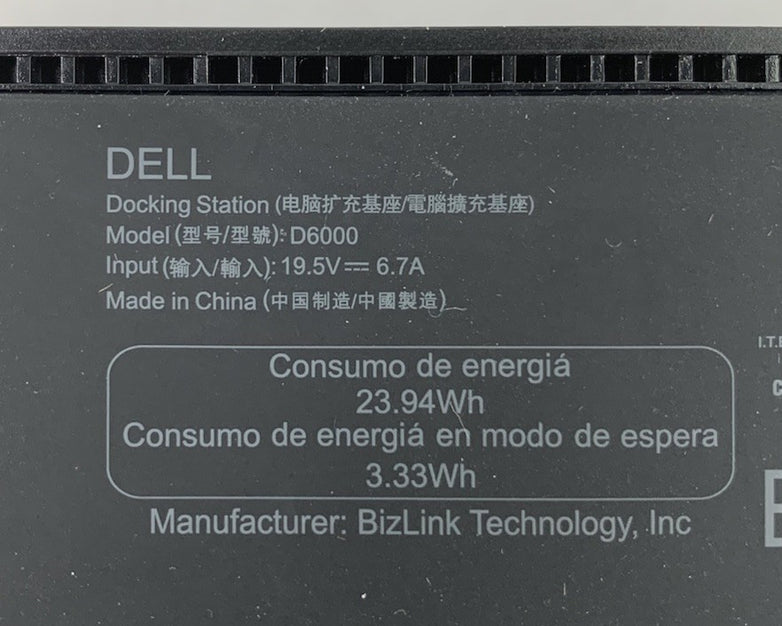 Dell D6000 19.5V 6.7A USB-C / USB-A Docking Station