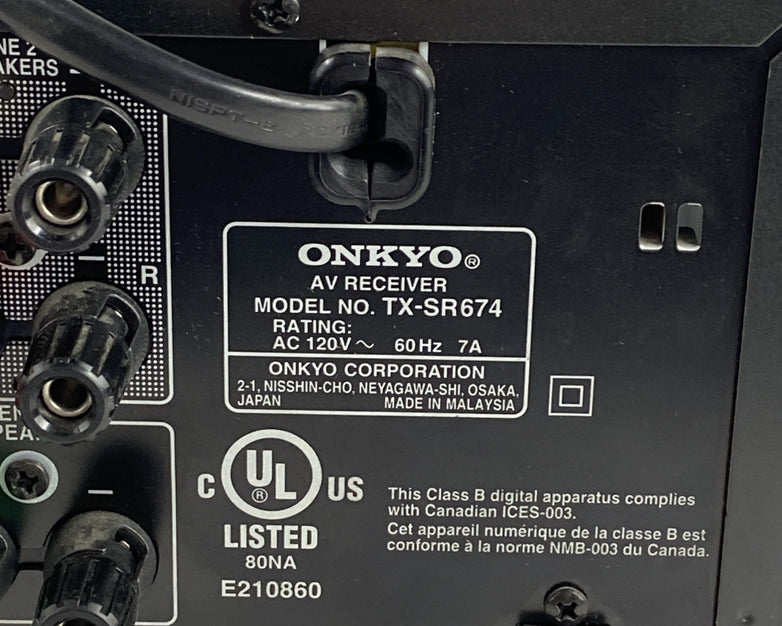 Onkyo TX-SR674 7.1 Channel AV Receiver No Remote
