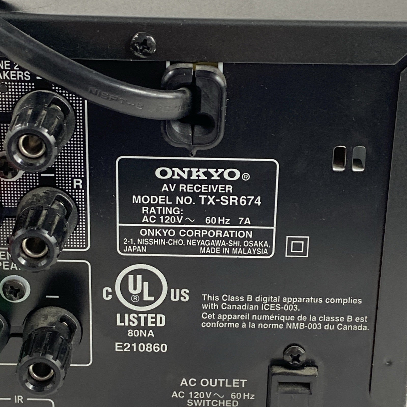 Onkyo TX-SR674 7.1 Channel AV Receiver No Remote