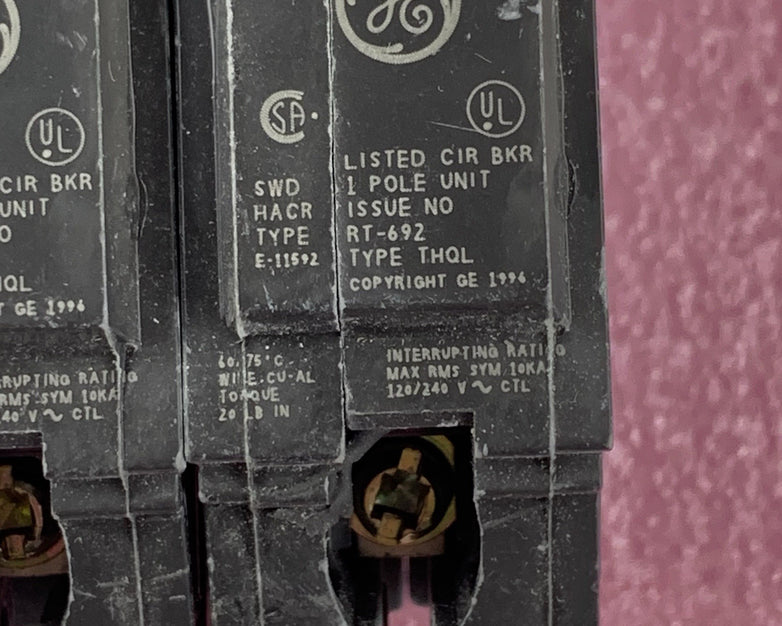 GE RT-692 THQB120 Circuit Breaker 1 Pole 20 Amp Untested Lot of 6x