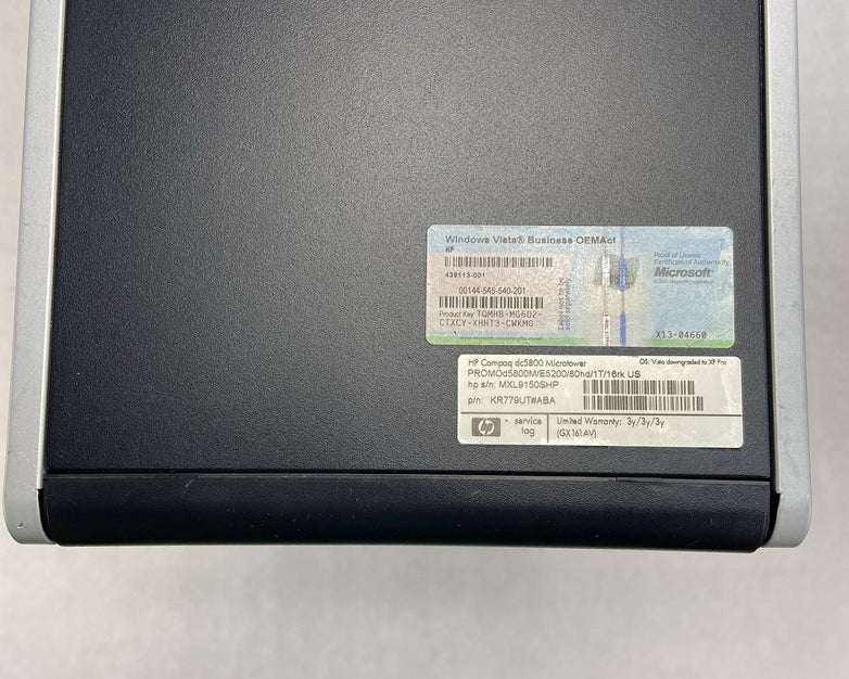 HP Compaq dc5800 MT Intel Pentium Dual-Core E5200 2.5GHz 2GB RAM No HDD No OS