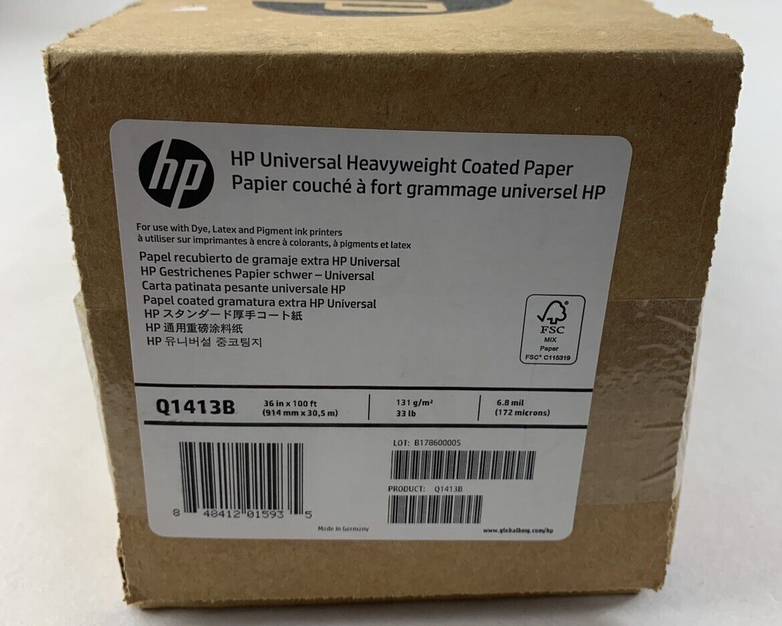 HP Q1413B DesignJet Inkjet 36" x 100' Format Paper Large Coated White New