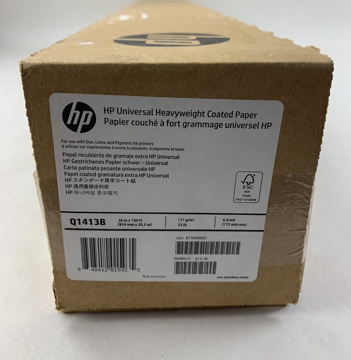HP Q1413B DesignJet Inkjet 36" x 100' Format Paper Large Coated White New