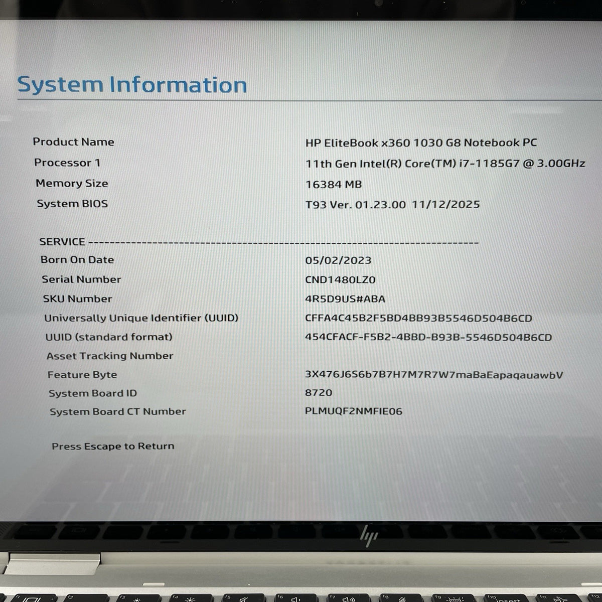 HP EliteBook x360 1030 G8 13.3" i7-1185G7 3.00 GHz 16 GB RAM No SSD/OS/AC3