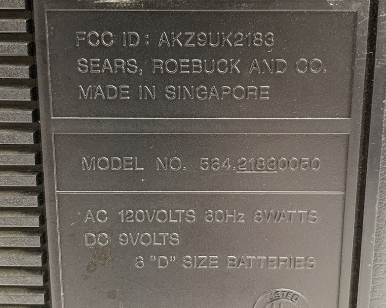 Sears 564 AM - FM - FM Stereo Radio Cassette Recorder